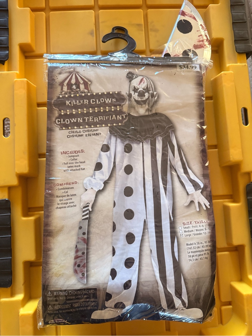 Killer Clown Kids Costume - White & Black